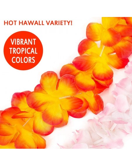 Party Favors 50 Counts Hawaiian Leis Party Favors Tropical Hawaiian Necklace Silk Flower leis for Luau Beach Birthday Party D...