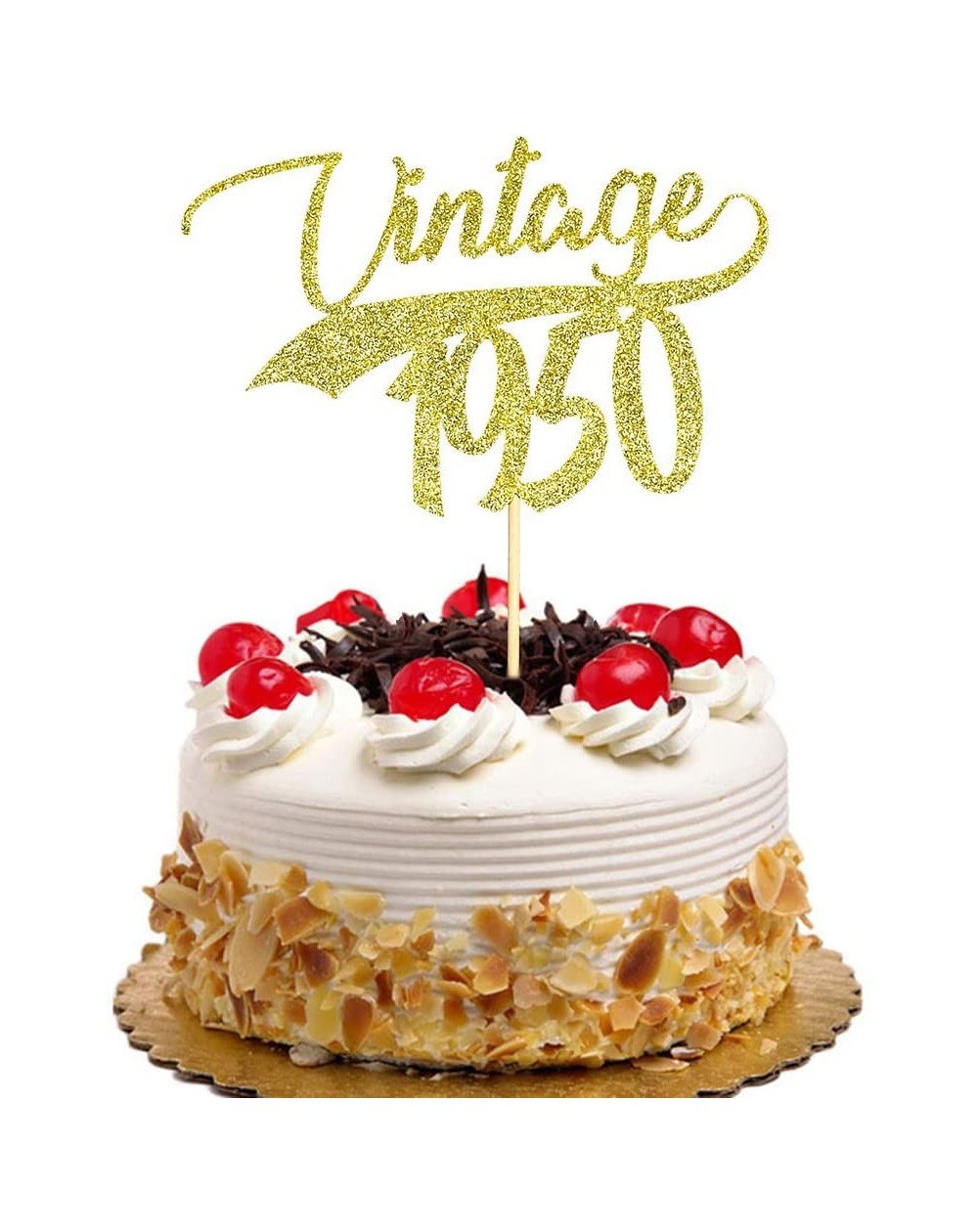 Cake & Cupcake Toppers Vintage 1950 Cake Topper for 70th Birthday Wedding Anniversary Party Decorations Gold Glitter - C3197R...