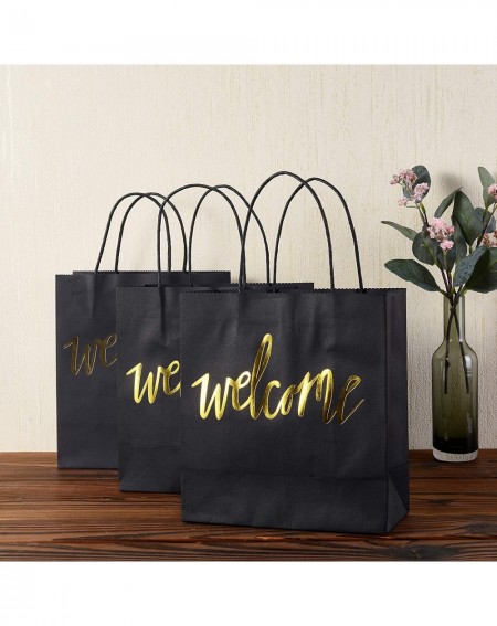 Favors Black Gold Welcome Bags Set of 12 for Wedding Party Gift Bags for Hotel Guests- Weekend Destination Wedding Favors (Bl...