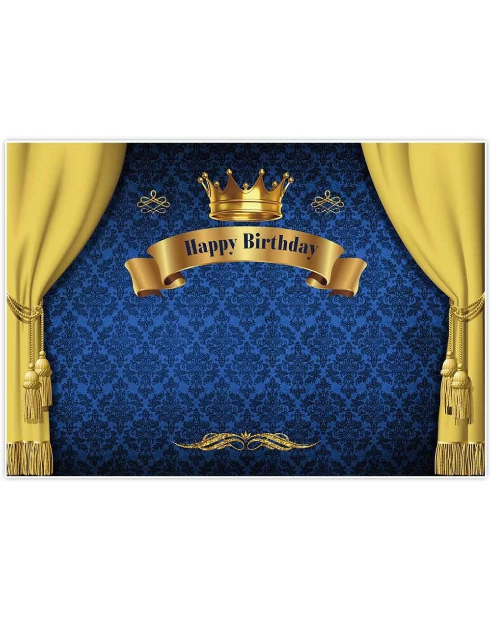 Photobooth Props 7x5ft Royal Prince Backdrop King Gold Curtain Background Baby Shower Happy Birthday Party Cake Dessert Table...