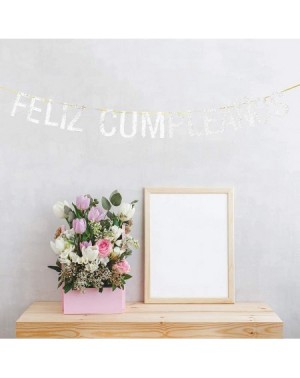 Banners Feliz Cumpleaños Banner- Happy Birthday- Mexican Fiesta Theme Birthday Hanging Paper flag(Silver Glitter 5.7 ft) - C4...