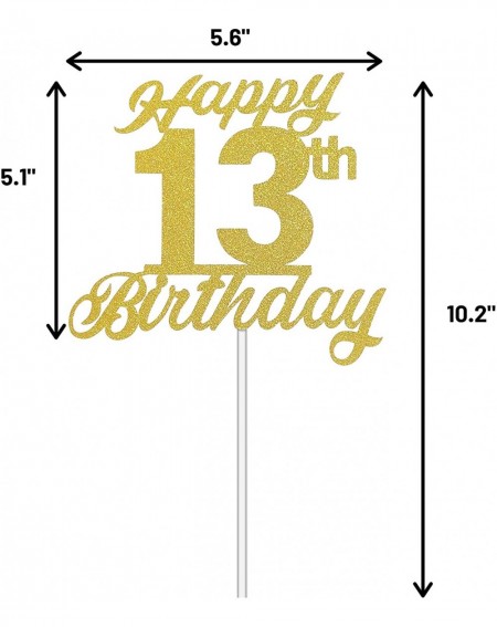 Cake & Cupcake Toppers 13th Birthday Cake Topper- 13th Happy Birthday Party Decoration with Premium Gold Glitter - CS18W55Y0N...