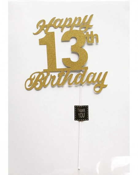 Cake & Cupcake Toppers 13th Birthday Cake Topper- 13th Happy Birthday Party Decoration with Premium Gold Glitter - CS18W55Y0N...