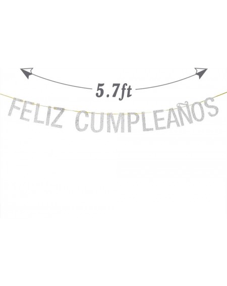 Banners Feliz Cumpleaños Banner- Happy Birthday- Mexican Fiesta Theme Birthday Hanging Paper flag(Silver Glitter 5.7 ft) - C4...