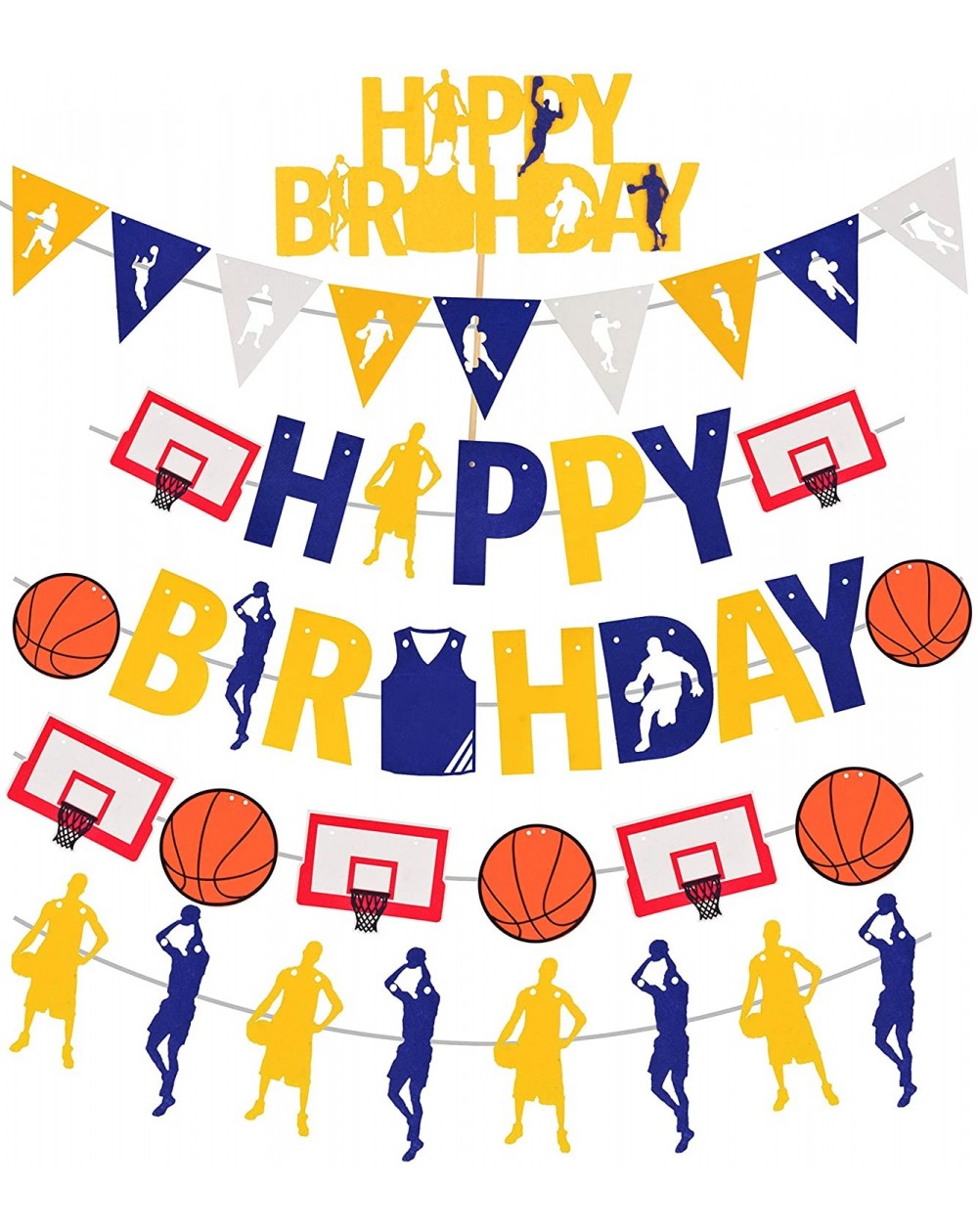 Banners Basketball Theme Happy Birthday Banners - Cute Happy Birthday Basketball Banners for boys - Basketball Theme Party De...