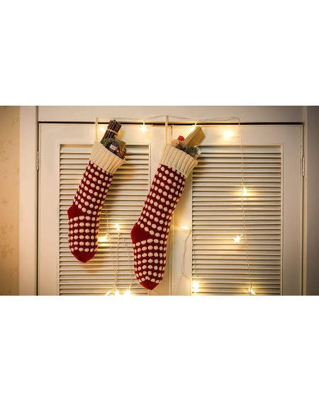 Stockings & Holders Pack 4-18" Unique Burgundy Christmas Stockings Dots Style - Burgundy - CN18IZ7ZG9R $18.59