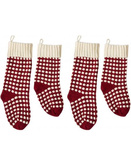 Stockings & Holders Pack 4-18" Unique Burgundy Christmas Stockings Dots Style - Burgundy - CN18IZ7ZG9R $18.59