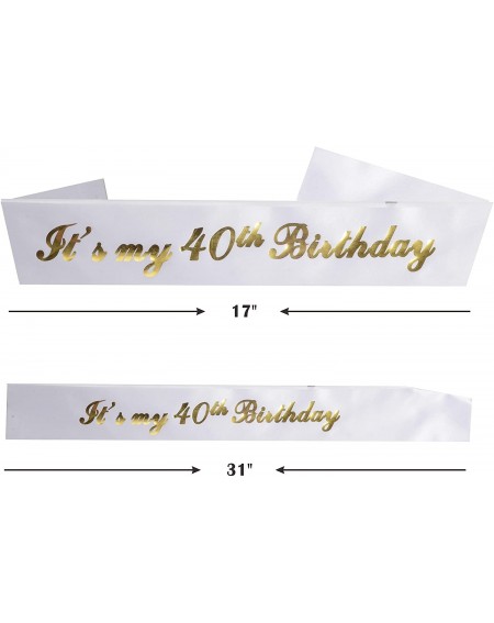 Party Packs 40th Birthday Decorations Party Supplies- 40th Birthday Gifts for Women- 40th Birthday Tiara- 40th White Satin Sa...