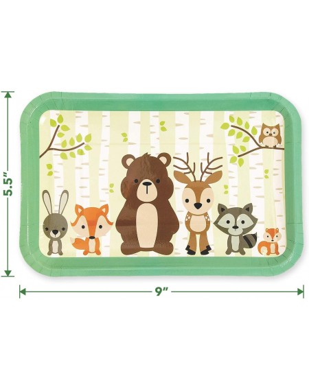 Party Packs Woodland Theme Party Creatures Rectangle Paper Dessert Plates and Beverage Napkins (Serves 16) - Woodland Theme P...