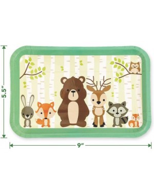 Party Packs Woodland Theme Party Creatures Rectangle Paper Dessert Plates and Beverage Napkins (Serves 16) - Woodland Theme P...