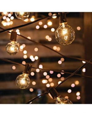 Outdoor String Lights Outdoor String Lights- 25FT Hanging Patio Lights String with 27 G40 Clear Globe Bulbs (2 Spare)- Connec...