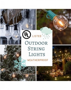 Outdoor String Lights Outdoor String Lights- 25FT Hanging Patio Lights String with 27 G40 Clear Globe Bulbs (2 Spare)- Connec...