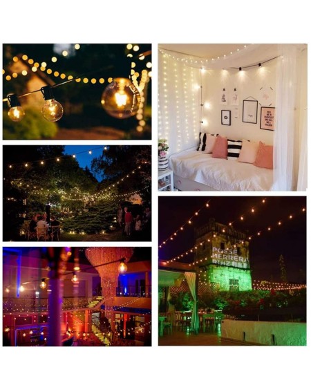 Outdoor String Lights Outdoor String Lights- 25FT Hanging Patio Lights String with 27 G40 Clear Globe Bulbs (2 Spare)- Connec...