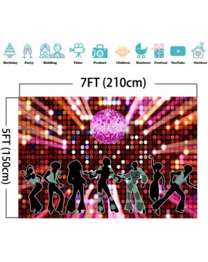 Photobooth Props 70s 80s 90s Disco Fever Dancers Party Decorations Photography Backdrop 7x5ft Vinyl Let's Glow Crazy in The D...