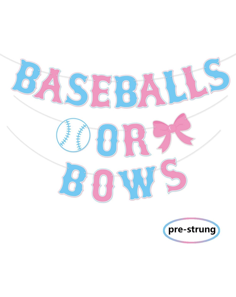 Banners Baseballs or Bows Gender Reveal Banner Boy or Girl Baby Shower Garland Blue or Pink Gender Reveal Party Pregnancy Ann...