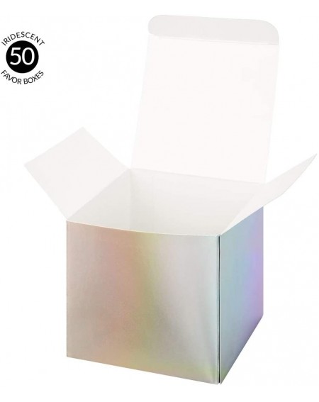 Favors Iridescent Party Favor Boxes- 3 x 3 x 3 inch- 50 Pack- Holographic Foil Treat Boxes- Gift Tuck Box for Party Favors- C...