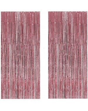 Photobooth Props 2pcs 3.1ft x 8.2ft Pink Metallic Tinsel Foil Fringe Curtain Stunning Photo Booth Backdrop - Pink - CP18TUNDH...