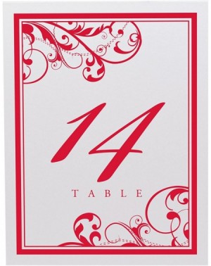 Place Cards & Place Card Holders Scribble Vintage Swirl Table Numbers (Select Color/Quantity)- White- Ruby Red- 1-15- Perfect...