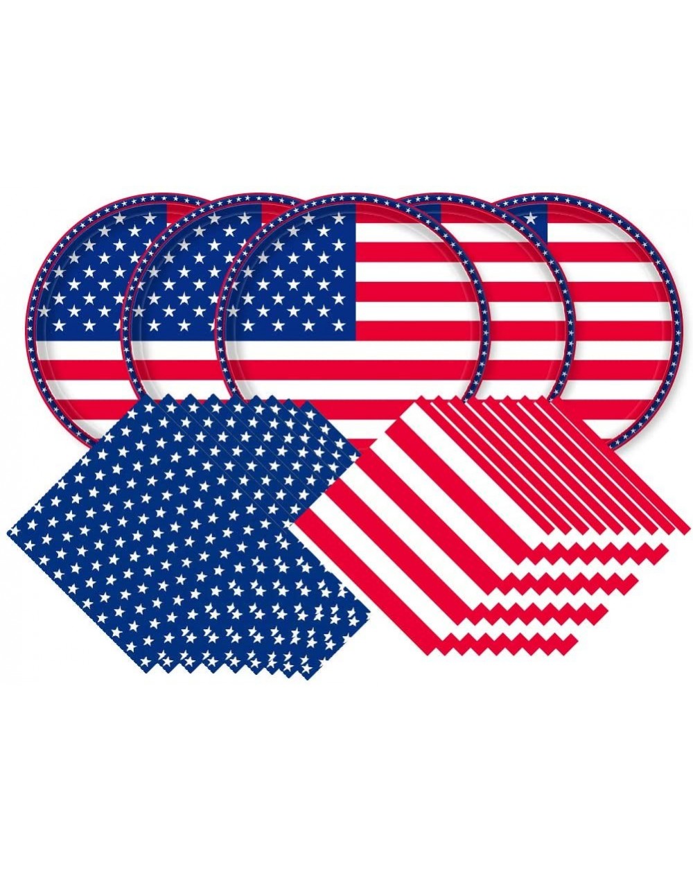 Tableware American Flag Patriotic Paper Tableware Set- 150 Pieces - Including Napkins- 10" Big Paper Dinner Plates and Napkin...