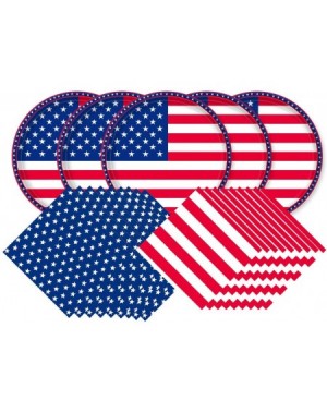 Tableware American Flag Patriotic Paper Tableware Set- 150 Pieces - Including Napkins- 10" Big Paper Dinner Plates and Napkin...