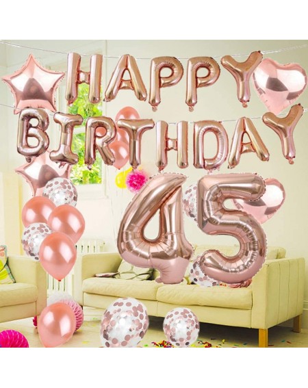 Balloons Sweet 45th Birthday Decorations Party Supplies-Rose Gold Number 45 Balloons-45th Foil Mylar Balloons Latex Balloon D...