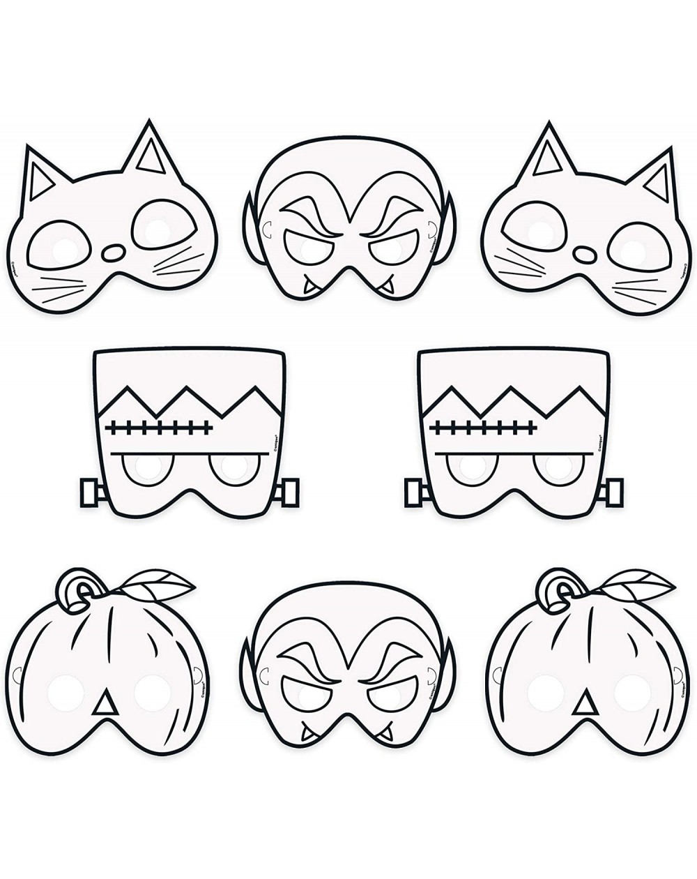 8 Count Color Your Own Halloween Paper Masks - Party Fall Events Kids ...