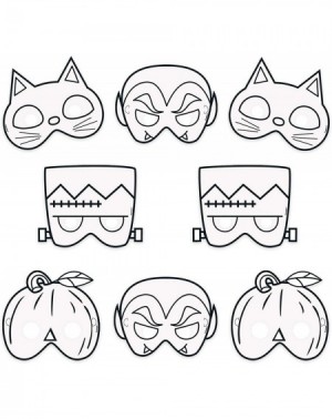 Party Packs 8 Count Color Your Own Halloween Paper Masks - Party Fall Events Kids Crafts Costumes - CG19I5MOL0R $10.22