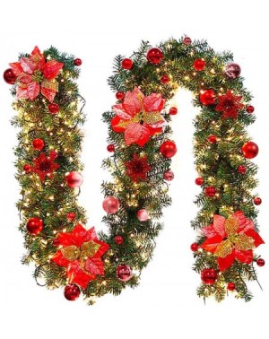 Christmas Garland - 8.86ft Christmas Rattan with LED Light String