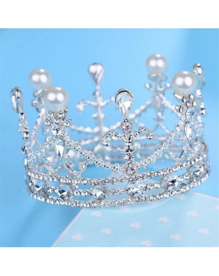 Piñatas Crystal Tiara Cake Topper Pearl Crown Rhinestone Headband for Wedding Birthday Christmas Party Decoration - CF18GS8YT...