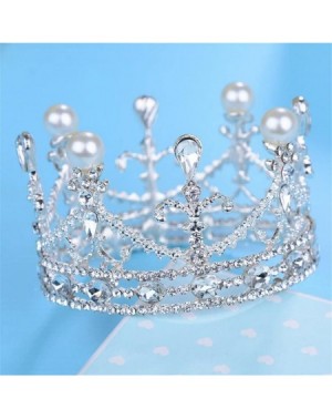 Piñatas Crystal Tiara Cake Topper Pearl Crown Rhinestone Headband for Wedding Birthday Christmas Party Decoration - CF18GS8YT...