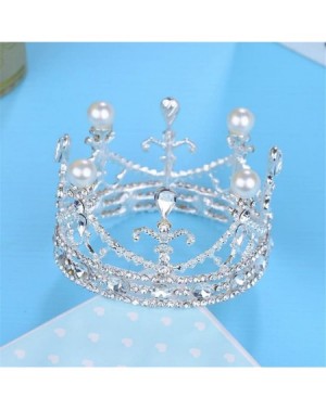 Piñatas Crystal Tiara Cake Topper Pearl Crown Rhinestone Headband for Wedding Birthday Christmas Party Decoration - CF18GS8YT...