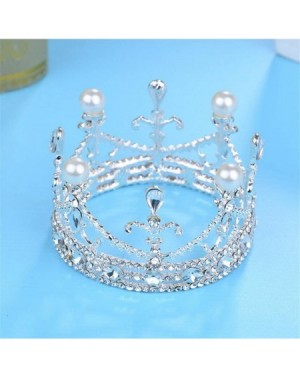 Piñatas Crystal Tiara Cake Topper Pearl Crown Rhinestone Headband for Wedding Birthday Christmas Party Decoration - CF18GS8YT...