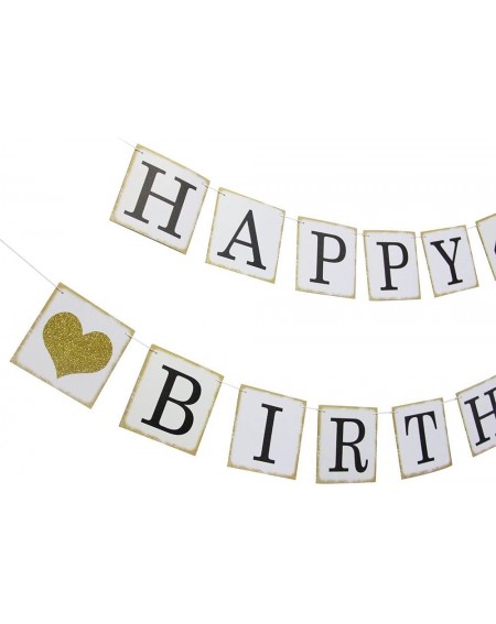 Banners & Garlands Happy 20th Birthday Banner - Gold Glitter Heart for 20 Years Birthday Party Decoration Bunting White - H-2...