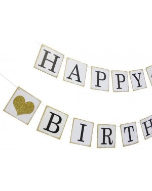 Banners & Garlands Happy 20th Birthday Banner - Gold Glitter Heart for 20 Years Birthday Party Decoration Bunting White - H-2...