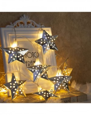 Indoor String Lights Metal Star String Lights 10 LED Warm White Fairy Lights Battery Operated Indoor Decoration for Easter Bi...