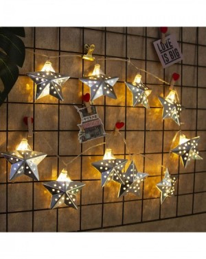 Indoor String Lights Metal Star String Lights 10 LED Warm White Fairy Lights Battery Operated Indoor Decoration for Easter Bi...