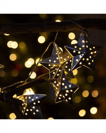 Indoor String Lights Metal Star String Lights 10 LED Warm White Fairy Lights Battery Operated Indoor Decoration for Easter Bi...