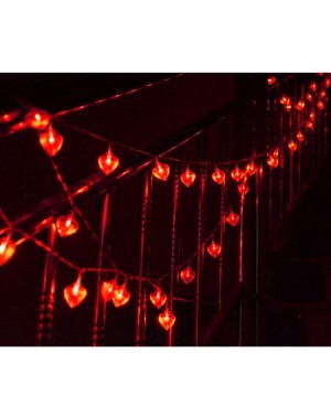 Indoor String Lights 50 LED Valentine Heart Shape String Lights with Remote- Battery Operated Heart String Lights- Red Heart ...