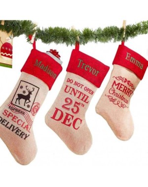 Stockings & Holders Personalized Classic Burlap Christmas Stocking (Merry Christmas) - Merry Christmas - CX18LSOWGLL $16.43