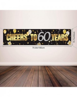 Banners 60th Birthday Banner- Happy 60th Birthday Cheers to 60 Years Birthday Sign Gold Glitter Birthday Banner- Anniversary ...