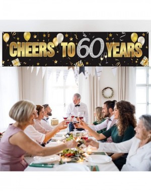 Banners 60th Birthday Banner- Happy 60th Birthday Cheers to 60 Years Birthday Sign Gold Glitter Birthday Banner- Anniversary ...