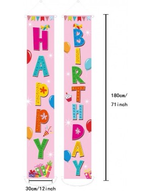 Banners & Garlands Pink Happy Birthday Banner Colorful Birthday Door Cover Welcome Porch Sign for Birthday Theme Baby Shower ...