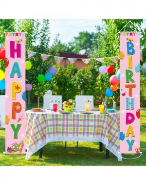 Banners & Garlands Pink Happy Birthday Banner Colorful Birthday Door Cover Welcome Porch Sign for Birthday Theme Baby Shower ...