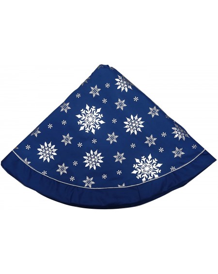 Tree Skirts Christmas Tree Skirt-48 inches Large Xmas Tree Skirts with Snowy Pattern for Christmas Tree Decorations (Blue—Thr...