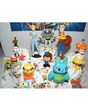 Cake & Cupcake Toppers Toy Story 4 Quality Cake Toppers Birthday Party Favors 13 Set of 10 Figures- Ring and Movie Stickers F...