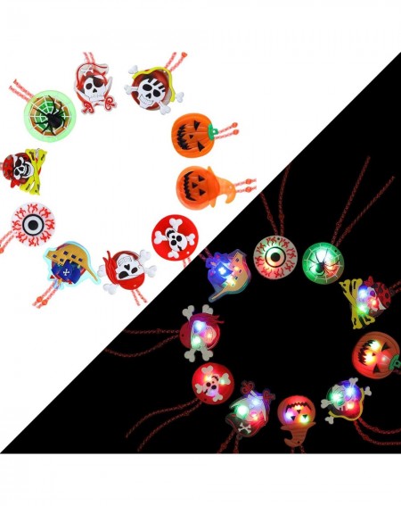 Party Favors 30 Pieces Halloween Flash LED Necklace Halloween LED Light up Necklace Pendent for Teens Adults Halloween Birthd...