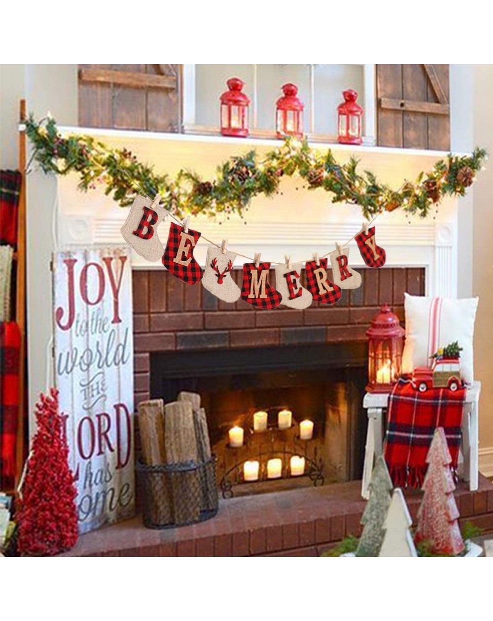 Merry Christmas Banner - Burlap Socks Shaped Christmas Decoration ...