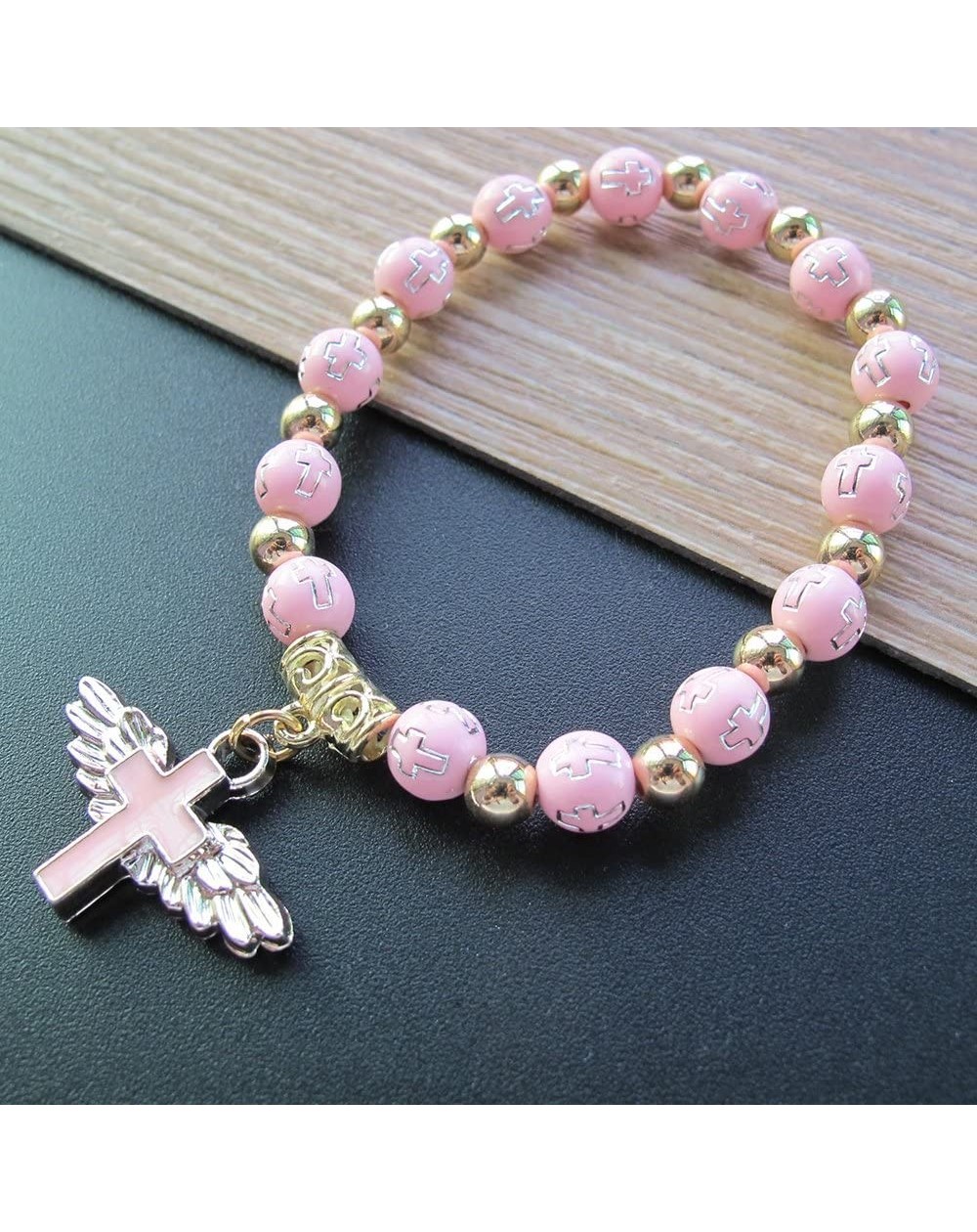 Favors 12 Pcs Angel Wing Cross Bracelet Favor for Girl - Baptism Favor/Christening Favor/Bautizo Recuerdos - CA18T4UOCH9 $8.59