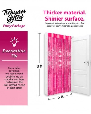 Photobooth Props Metallic Hot Pink Foil Fringe Tinsel Curtain 3 Ft x 8 Ft Pack of 2 Photobooth Backdrop Bachelorette Birthday...