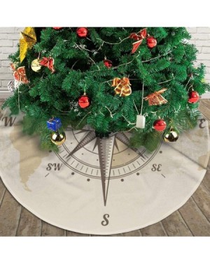 Tree Skirts Vintage Nautical Compass Old World Map Christmas Tree Skirt Gorgeous for Xmas Party Ornaments Decoration Accessor...